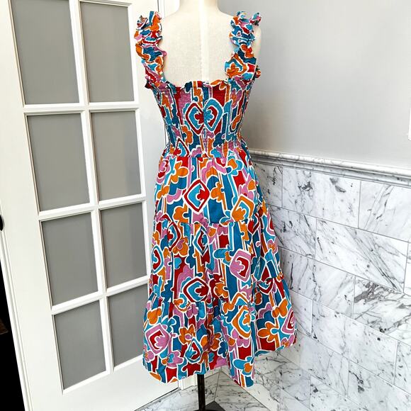 Amanda Uprichard Adelene Pocket Nap Dress Bright Floral Midi Miami NWT Small - Picture 5 of 7